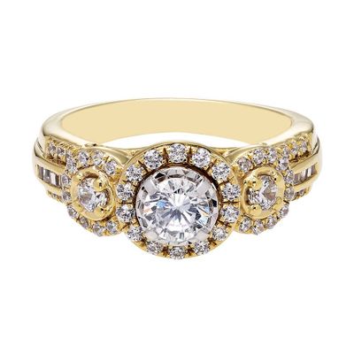 1 ct. tw. Diamond Three-Stone Engagement Ring 14K Yellow Gold