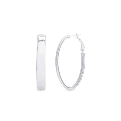 Omega Oval Hoop Earrings in Sterling Silver
