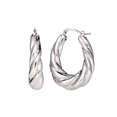 Fluted Hoop Earrings in Sterling Silver