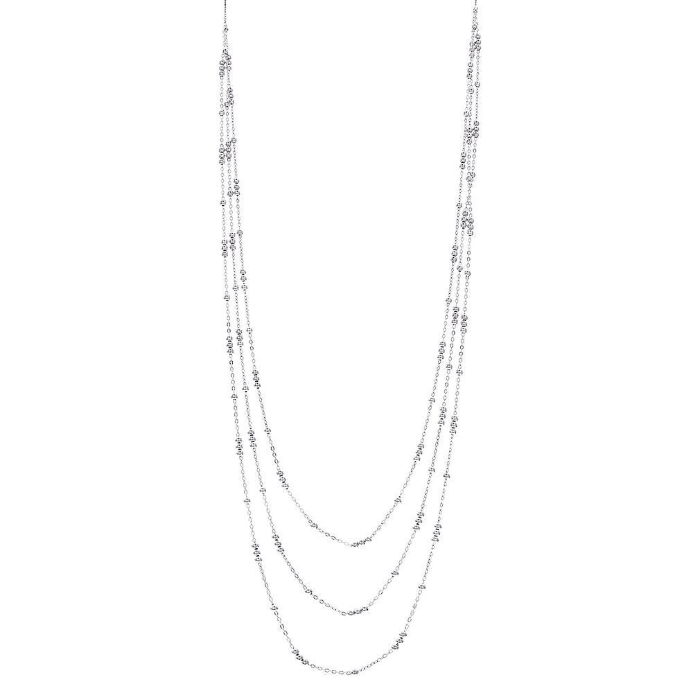 Station Bead Necklace in Sterling Silver