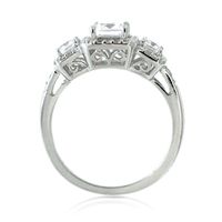 Lab-Created White Sapphire Three-Stone Ring Sterling Silver