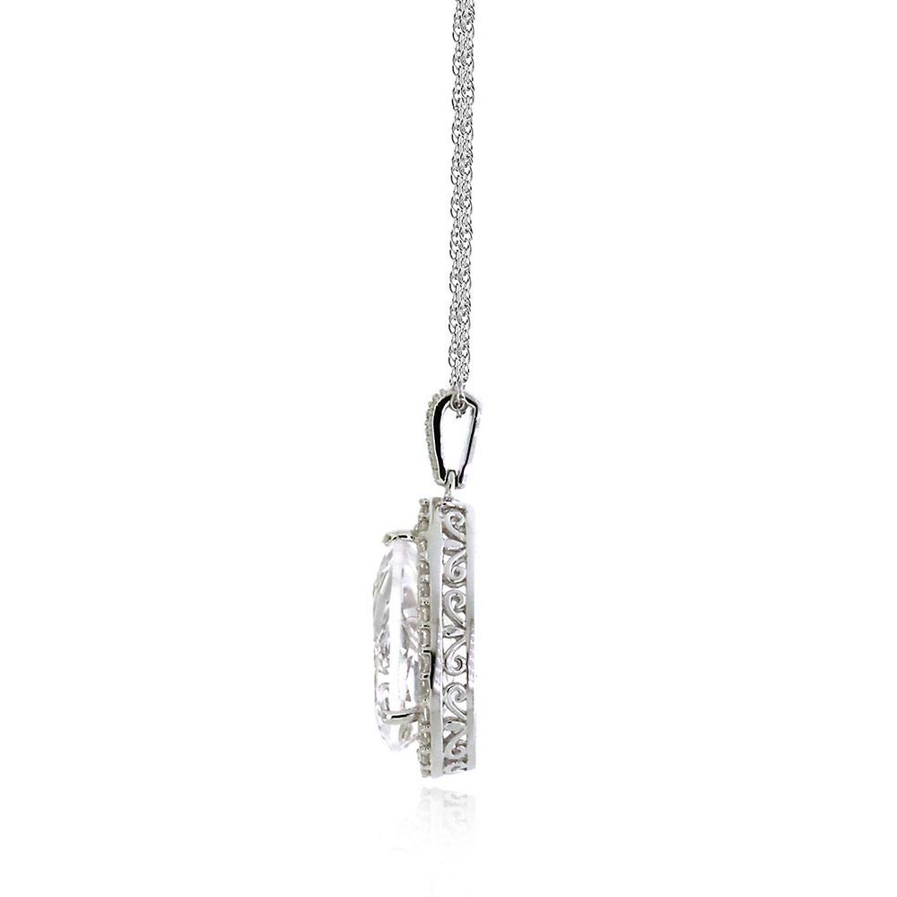 Lab-Created White Sapphire Pendant in Sterling Silver