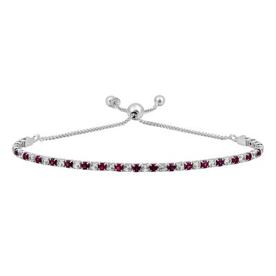 Lab-Created Ruby & White Sapphire Bolo Bracelet in Sterling Silver
