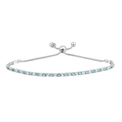 Blue Topaz & Lab-Created White Sapphire Bolo Bracelet in Sterling Silver