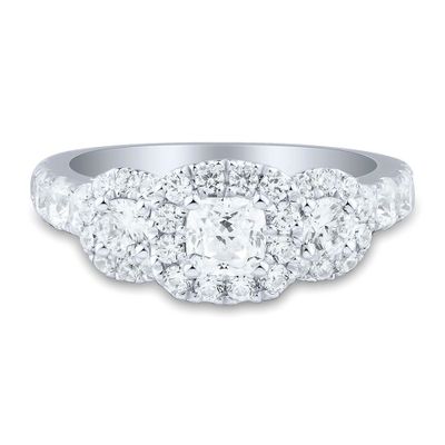 Helzberg Limited Edition® 2 ct. tw. Diamond Three-Stone Engagement Ring 14K White Gold