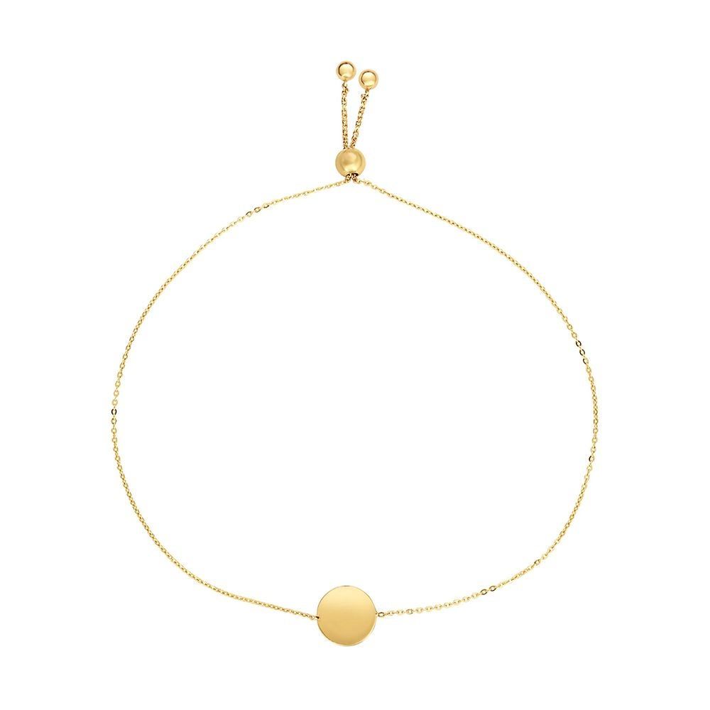 Polished Disc Bolo Bracelet in 14K Yellow Gold