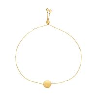 Polished Disc Bolo Bracelet in 14K Yellow Gold
