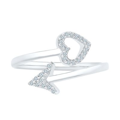 1/10 ct. tw. Diamond Heart & Arrow Ring in Sterling Silver