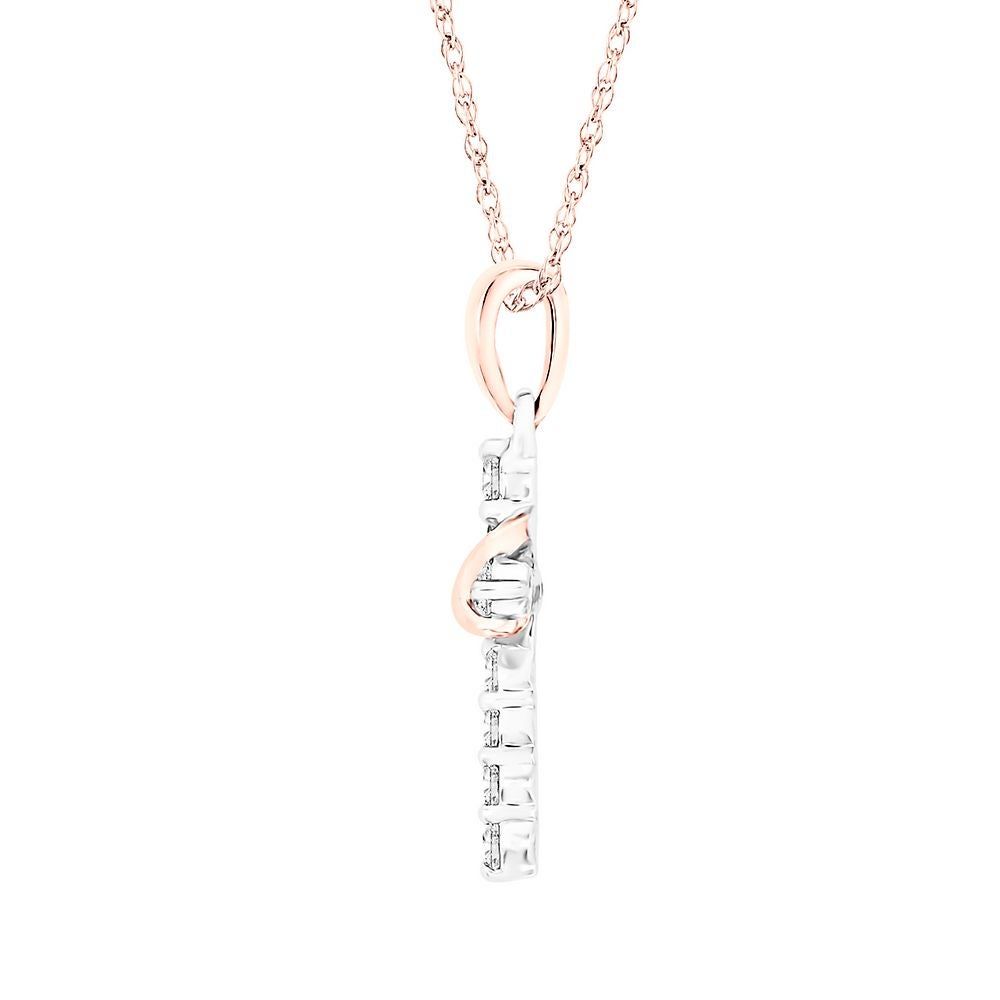 1/7 ct. tw. Diamond Cross Pendant in 10K White & Rose Gold