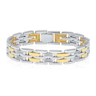 Men's 1/2 ct. tw. Diamond Bracelet in Sterling Silver & 10K Yellow Gold