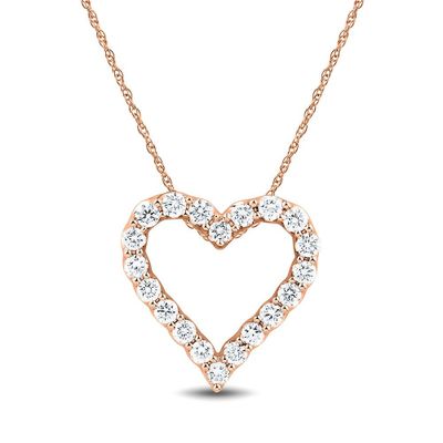 3/4 ct. tw. Lab Grown Diamond Heart Pendant in 14K Rose Gold