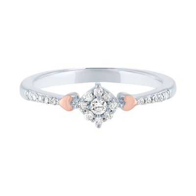 1/7 ct. tw. Diamond Heart Promise Ring in Sterling Silver & 10K Rose Gold