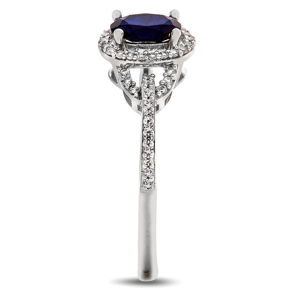 Sapphire & 1/ ct. tw. Diamond Ring 10K White Gold