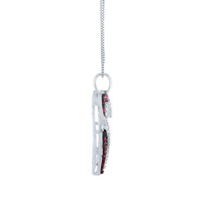 Lab-Created Ruby & White Sapphire Heart Pendant in Sterling Silver