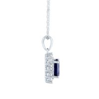 Lab-Created Blue & White Sapphire Pendant in 10K White Gold