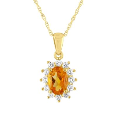 Citrine & Lab-Created White Sapphire Pendant in 10K Yellow Gold