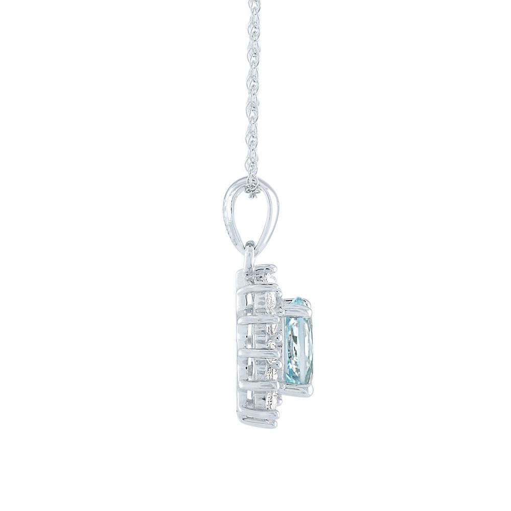 Aquamarine & Lab-Created White Sapphire Pendant in 10K White Gold