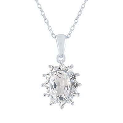 Lab-Created White Sapphire Pendant in 10K White Gold