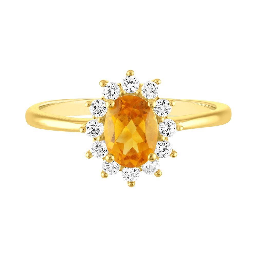 Citrine & Lab-Created White Sapphire Ring 10K Yellow Gold
