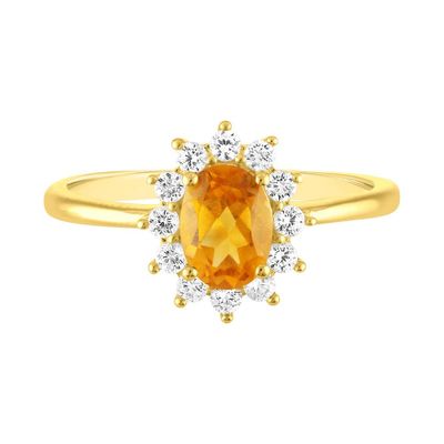 Citrine & Lab-Created White Sapphire Ring 10K Yellow Gold