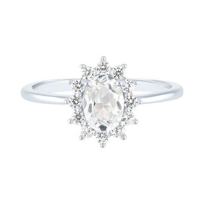 Lab-Created White Sapphire Ring 10K Gold