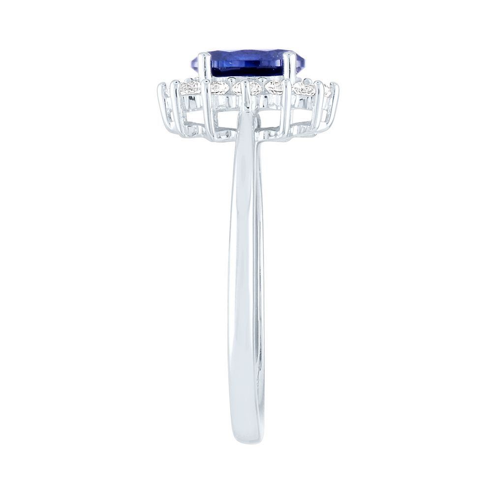 Lab-Created Blue & White Sapphire Ring 10K Gold