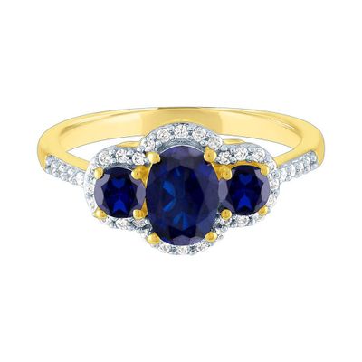 Sapphire & 1/10 ct. tw. Diamond Ring 10K Yellow Gold
