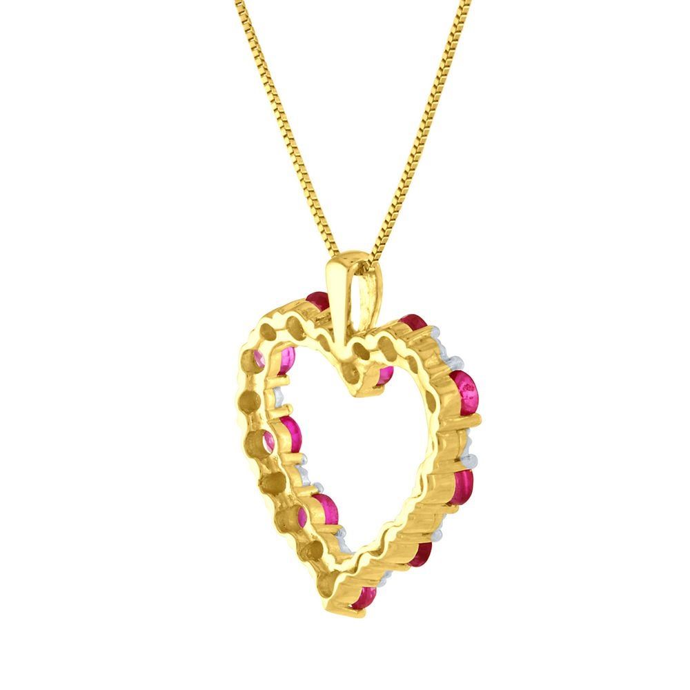 Ruby & Diamond Heart Pendant in 10K Yellow Gold