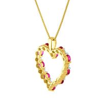 Ruby & Diamond Heart Pendant in 10K Yellow Gold