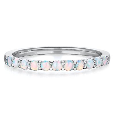 Lab-Created Opal Stack Ring Sterling Silver