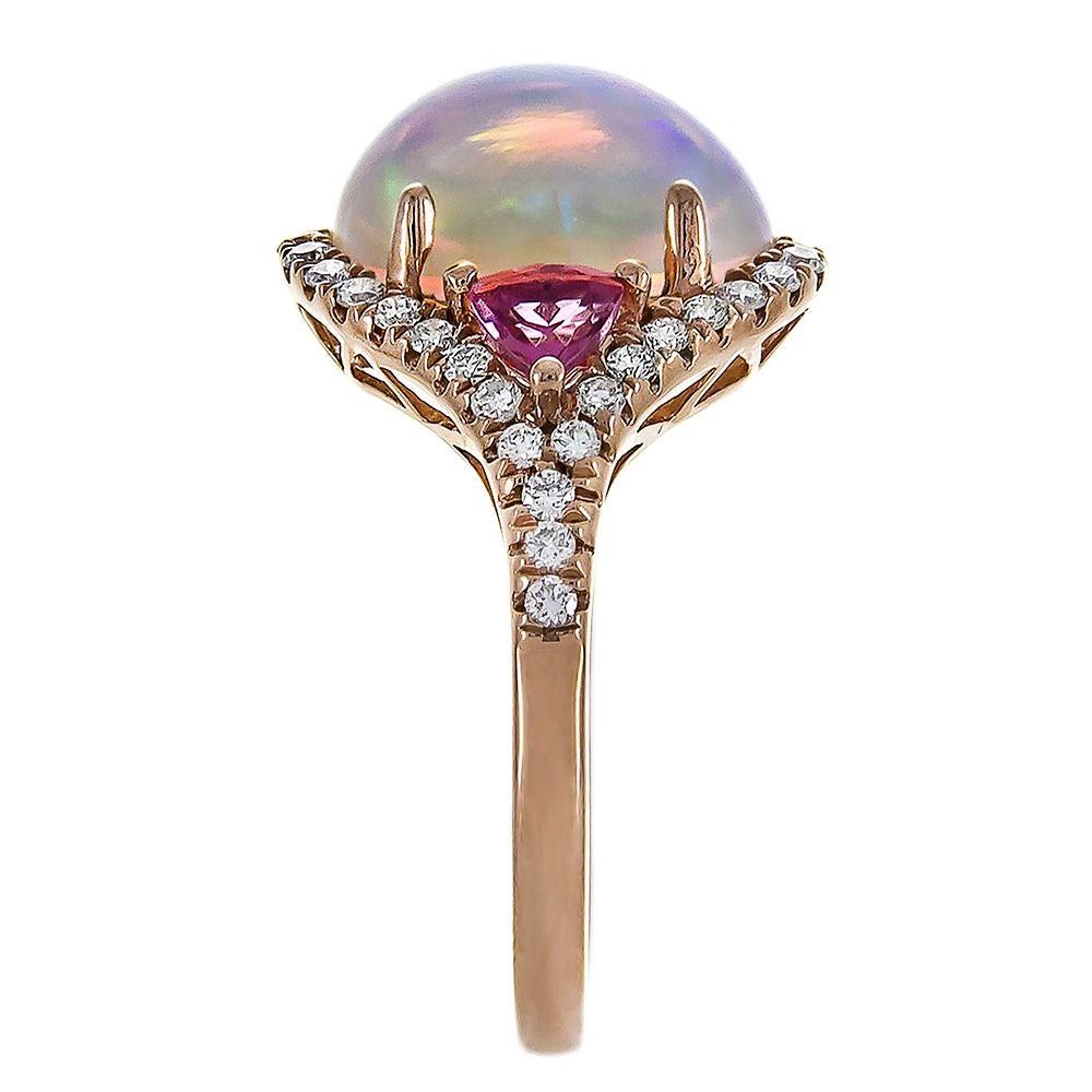 Ethiopian Opal, Pink Tourmaline & 3/8 ct. tw. Diamond Ring 14K Rose Gold