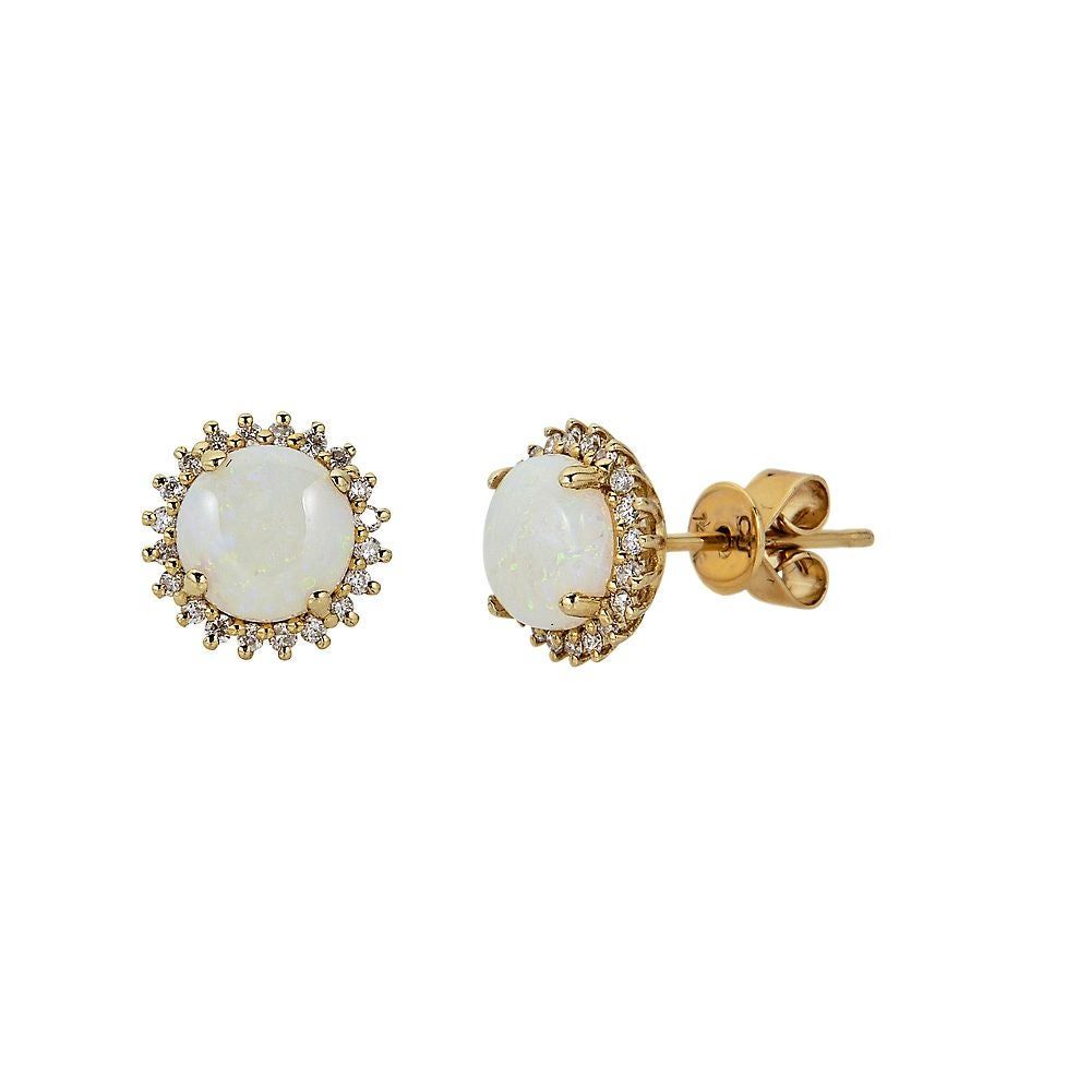 Ethiopian Opal & 1/5 ct. tw. Diamond Stud Earrings in 10K Yellow Gold