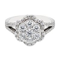 1 ct. tw. Diamond Flower Ring 10K White Gold