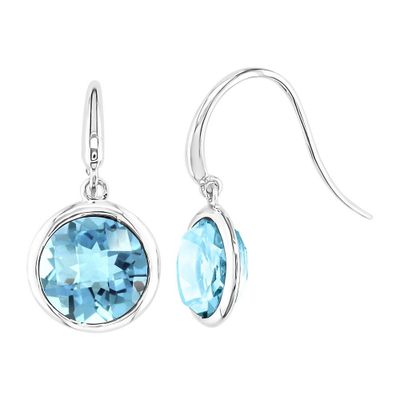 Blue Topaz Drop Earrings in Sterling Silver