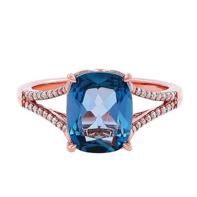 London Blue Topaz & 1/10 ct. tw. Diamond Ring 10K Rose Gold