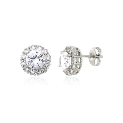 Lab-Created White Sapphire Stud Earrings in Sterling Silver