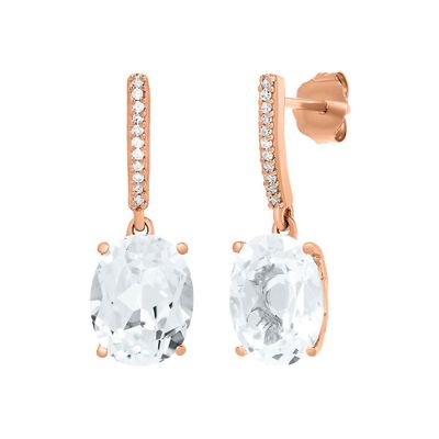 Lab-Created White Sapphire Drop Earrings in 10K Rose Gold