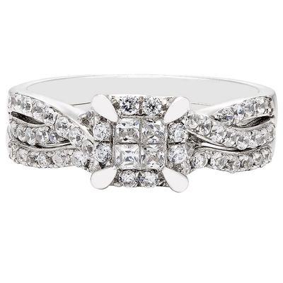 ct. tw. Diamond Engagement Ring Set 10K White Gold