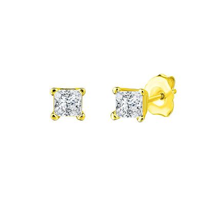 1/7 ct. tw. Diamond Princess Cut Stud Earrings in 14K Yellow Gold