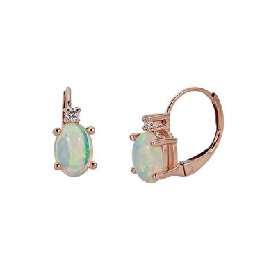 Ethiopian Opal & Diamond Earrings in 10K Rose Gold