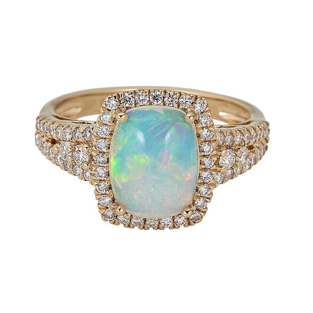 Ethiopian Opal & 1/2 ct. tw. Diamond Ring 14K Yellow Gold