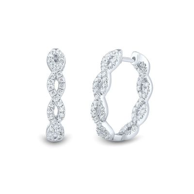 1 1/4 ct. tw. Lab Grown Diamond Twist Hoop Earrings in 14K White Gold