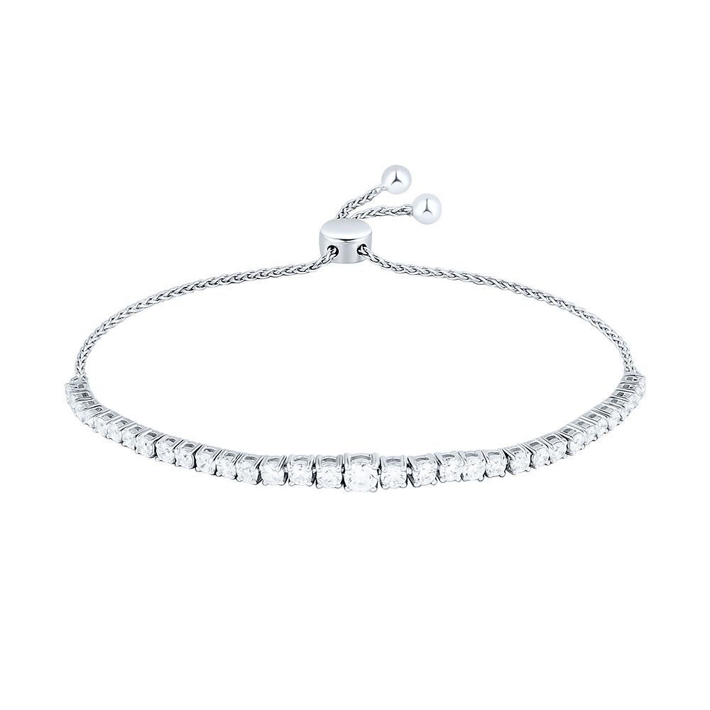 2 ct. tw. Lab Grown Diamond Graduated Bolo Bracelet in 14K White Gold