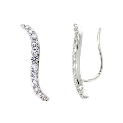 Lab-Created White Sapphire Ear Climber Earrings in Sterling Silver