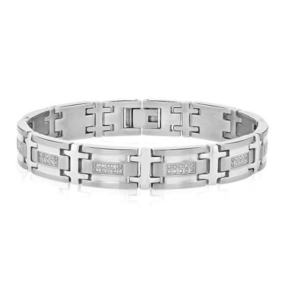 Men's 1/2 ct. tw. Diamond Bracelet in Stainless Steel