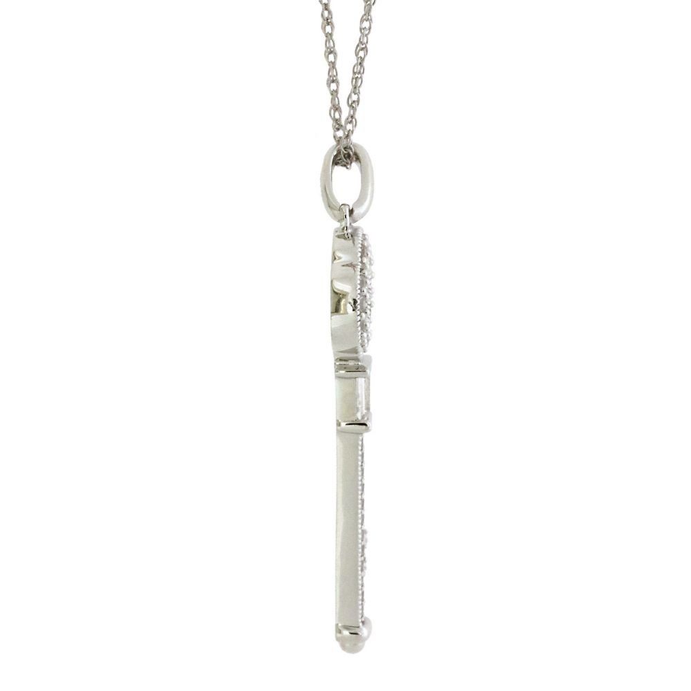 Lab-Created White Sapphire Key Pendant in Sterling Silver
