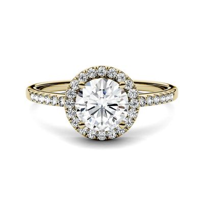 Round Moissanite Halo Ring 14K Gold (1 1/4 ct. tw