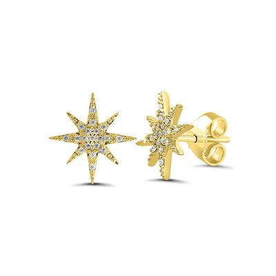 1/10 ct. tw. Diamond Star Earrings in 10K Yellow Gold