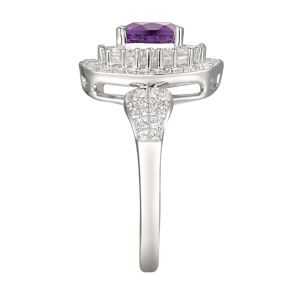 Amethyst & Lab-Created White Sapphire Ring Sterling Silver