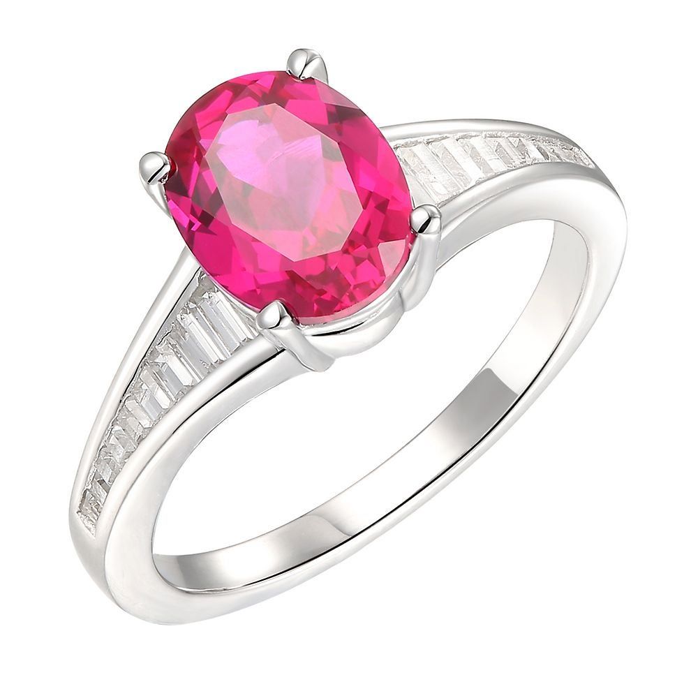 Lab-Created Ruby & White Sapphire Ring Set Sterling Silver